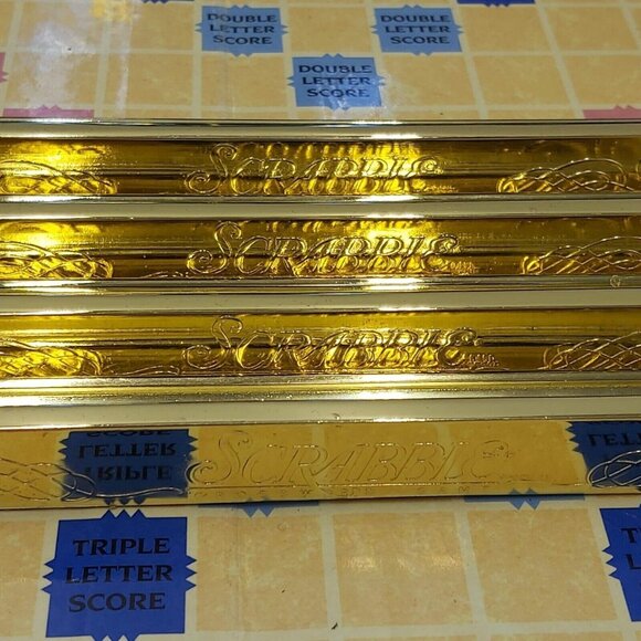 Milton Bradley Scrabble Crossword Game Collector's Edition Blue & Gold Metal Tin - Picture 7 of 16